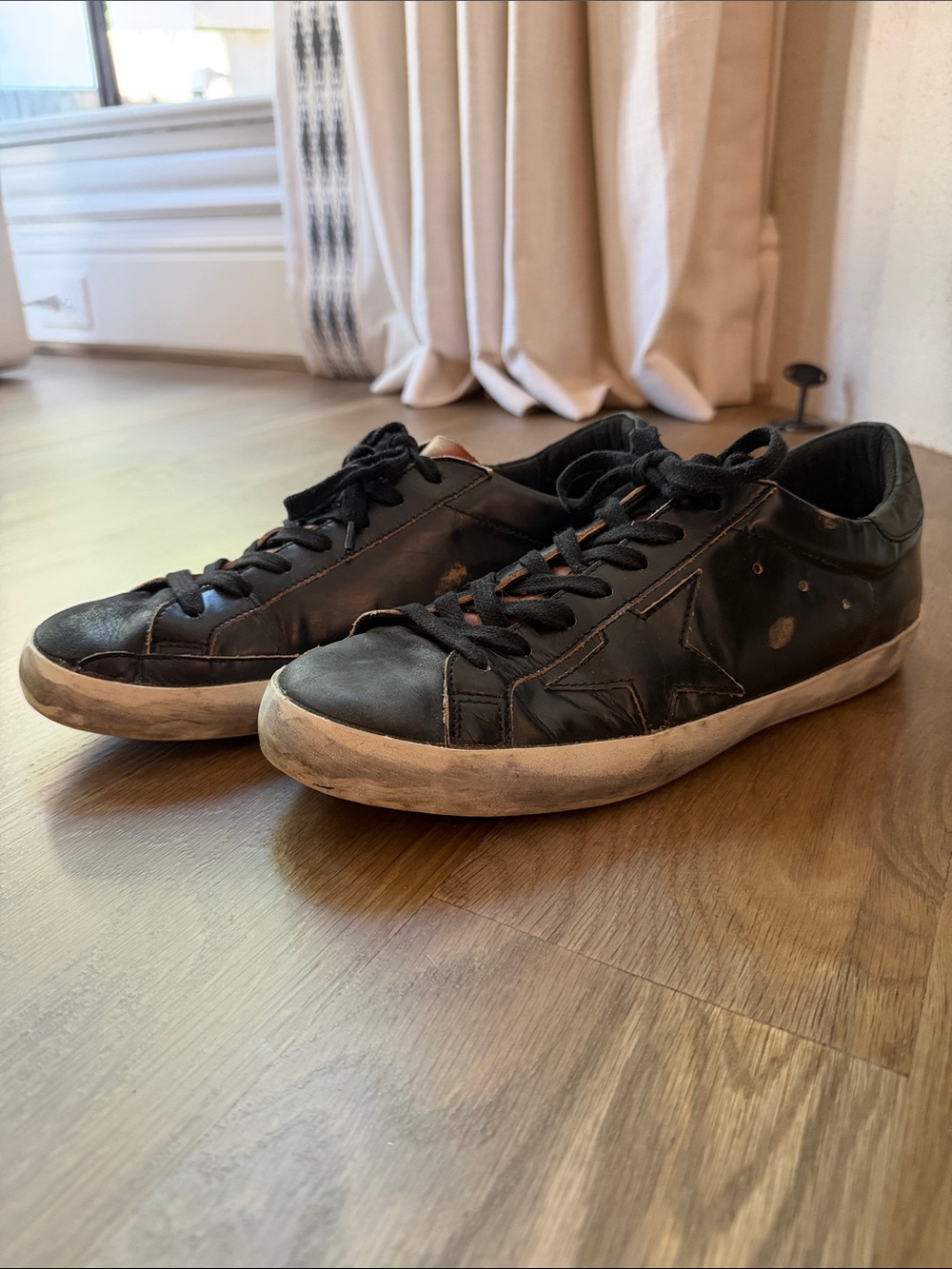 Golden Goose Men’s Black Superstar Leather Sneakers